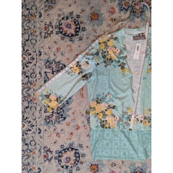 NWT Chico's Medallion Galore Blue Floral Open-Front Knit Jacket - Size 2 (L/12) - Picture 8 of 12